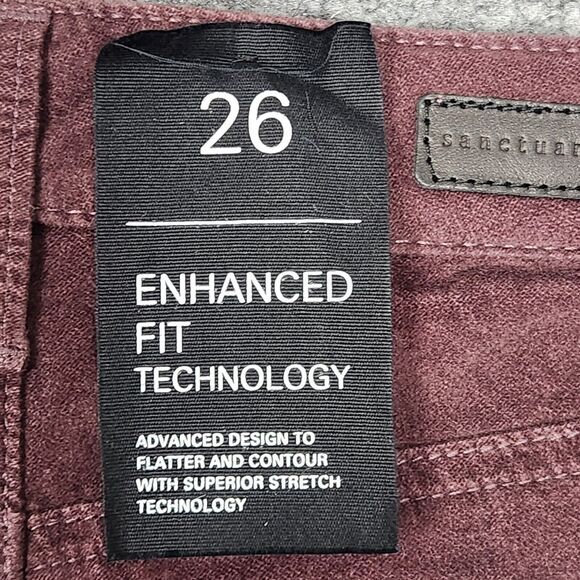 NWT SANCTUARY Purple Social Skinny High Rise Stretch Velvet Pants SIZE 26 - Picture 7 of 16